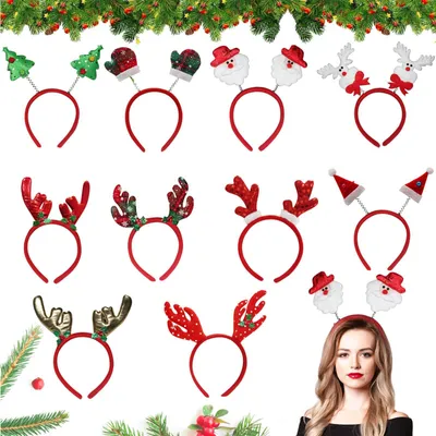 Weihnachts-Stirnband-Set, 10-teilig, Rentier-Design, Weihnachtsaccessoires