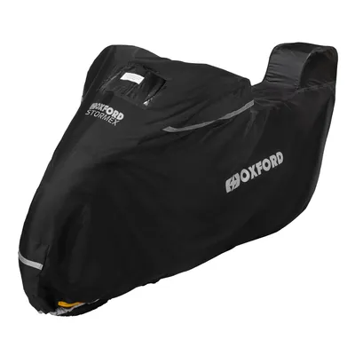 Produktbild von Oxford Stormex Motorradabdeckung mit Hülle – Motorrad- und Rollerabdeckung mit Hülle – Wasserdichte Abdeckung – Größe M – 229cm l x 99cm b x 125cm h