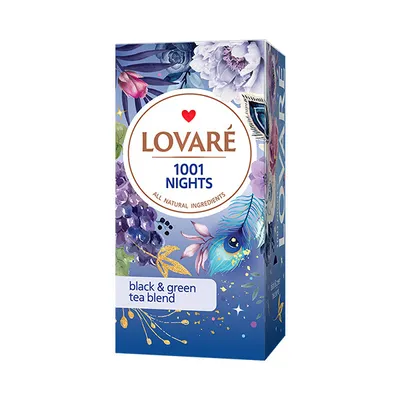 A box of Lovare 1001 Nights tea blend.