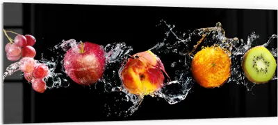 Produktbild von DEQORI Küchenrückwand Glas 125x50 cm 'Obst abwaschen' Spritzschutz Bad Rückwand