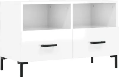 Obrázek produktu pro vidaXL TV skříňka vysoký lesk bílá 80x36x50 cm Dřevěný materiál