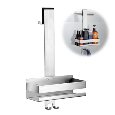 Produktbild von Duschregal Duschablage zum Hängen, Duschkorb zum Hängen der Glas-Duschabtrennung, Edelstahl,mit Haken für Rahmenlos Glastür