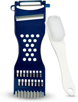 Produktbild von 6-in-1 Multifunktions-Gemüseschäler mit Reinigungsbürste, Raspeln, Schneiden und Schälen mit scharfer Edelstahlklinge und Reibe, Julienneschneider für Obst und Gemüse