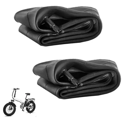 Zdjęcie produktu dla Ecovelò ECA20AYE 2 wewnętrzne dętki, rozmiar 20 x 4,0, przeznaczone do rowerów fatbike, rowerów górskich (MTB), rowerów elektrycznych i e-rowerów, z zaworem Schrader