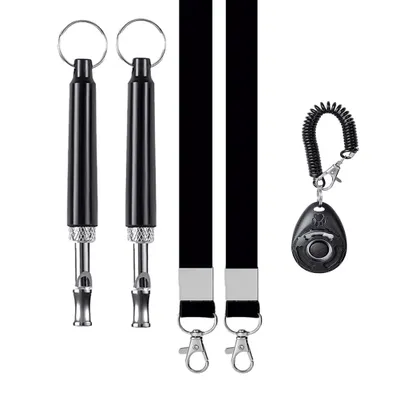Image de Set de dressage pour chiens, 2 sifflets à ultrasons et 1 clicker pour arrêter les aboiements, le rappel ou le dressage comportemental du chien