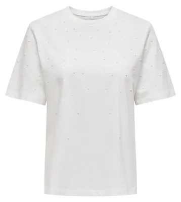 Produktbild von ONLY Damen Onlfella S/S Studs Top Box JRS, Cloud Dancer, XS