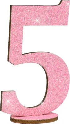 Produktbild von Oblique Unique Zahl 5 Aufsteller aus Holz mit Glitzer Dekoration für Geburtstag Jubiläum Deko Tischdeko - rosa
