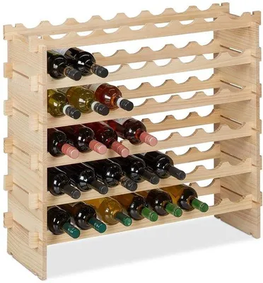 Immagine prodotto di Scaffale portabottiglie in legno - salvaspazio e decorativo - 1 pezzo - abete rosso - 73 x 82 x 25 cm