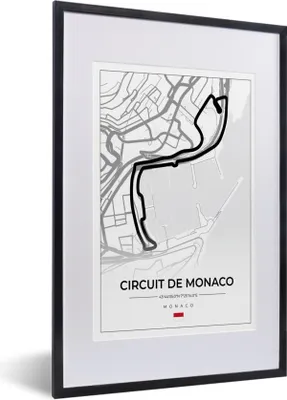 Produktbild von MuchoWow® Gerahmtes Poster Monaco - Formel 1 - Circuit de Monaco - Rennstrecke - Weiß 40x60 cm - Poster mit Schwarzem Bilderrahmen Wandposter Rahmen Foto Bilder - Poster in Rahmen