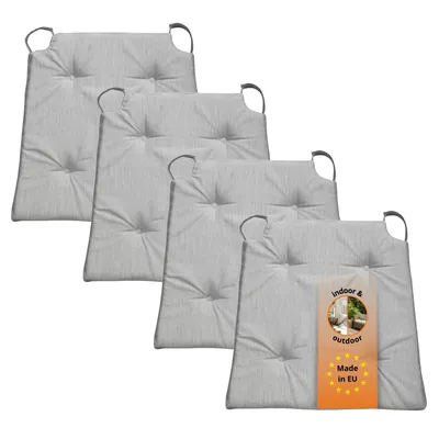 Productafbeelding van Set van 4 stoelkussens 42 x 40 cm, voor binnen en buiten, 100% microvezel, lichtgrijs, sleepling