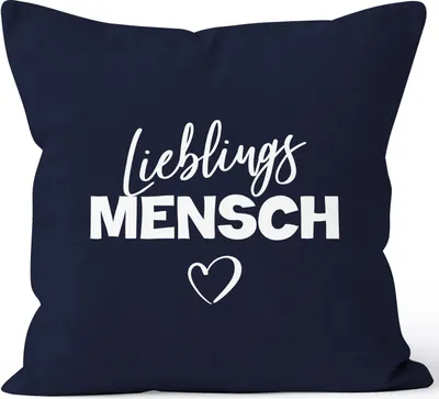 Produktbild von Kissen-Bezug Lieblings-Mensch Motiv Kissen-Hülle Deko-Kissen Geschenk MoonWorks® navy unisize