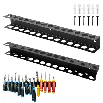Produktbild von Werkzeughalter für Wandmontage - 40 cm - 14/18 Haken - Schwarz - Für Garage und Werkstatt