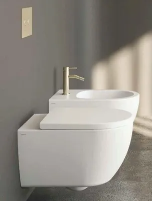 Produktbild von SANYCCES ARC Wand WC mit SoftClose WC-Sitz und Wand Bidet, weiß