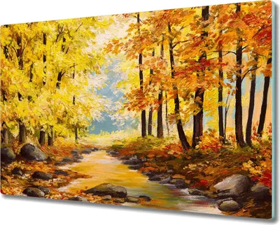 Produktbild von Coloray Schneidebrett Herdabdeckplatte 80x52 cm Kochplattenabdeckung Hackbrett Küchenbrett - Gemälde Herbstwald