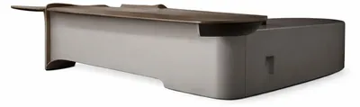 Immagine prodotto di Scrivania a forma di L, con struttura in legno e piano di colore taupe