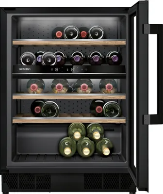 Siemens iQ500, KU21WAHG0, Weinkühlschrank mit Glastür, 82 x 60 cm Frontansicht geöffnet