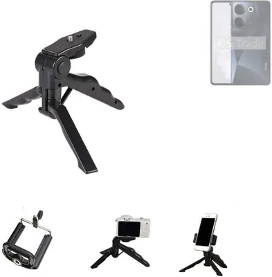 Produktbild von K-S-Trade Stativ Tisch-Ständer Dreibein Handy-Stativ Ständer kompatibel mit Tecno Camon 20 Mini-Stativ Smartphone Tripod Handy-Stativ aus Plastik
