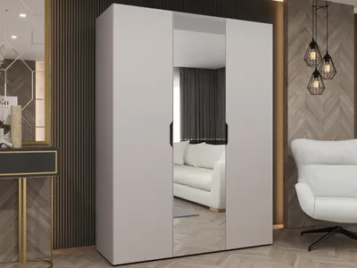 Produktbild von MIRJAN24 Kleiderschrank Malaga 150 mit Spiegel, Kleiderschrank, Garderobe (Farbe: Cashmere, Größe: 150 cm)