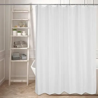 Produktbild von Unyqoos® Duschvorhang, waschbar, antibakteriell & schimmelhemmend, wasserabweisender Polyester, inkl. 12 Kunststoffhaken, Weiß, 180 x 180 cm