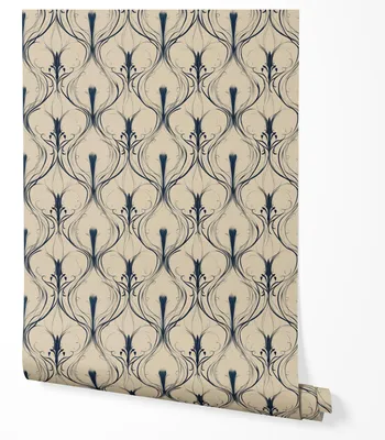 Zdjęcie produktu dla Tapeta Samoprzylepna Ornamenty Czarne Linie Beżowe Tło Do Jadalni Sypialni 2.5m x 0.5m