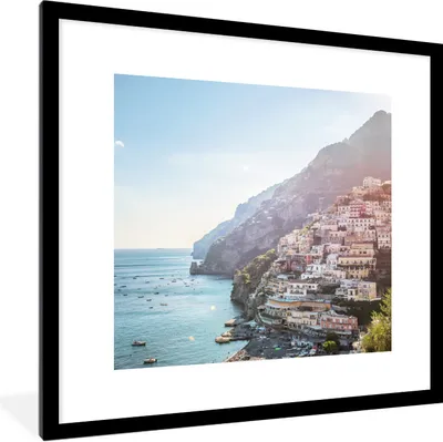 Produktbild von MuchoWow® Gerahmtes Poster Italien - Felsen - Häuser 40x40 cm - Poster mit Schwarzem Bilderrahmen Wandposter Rahmen Foto Bilder - Poster - Plakat im Rahmen