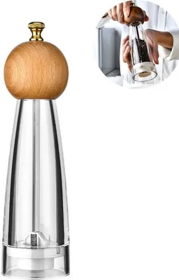 Produktbild von Manuelle Pfeffermühle Salz Gewürzmühle Gewürz Menage Einstellbare Kraut Pfeffer Gewürz Schleifen Home Küche Werkzeug, 8 Zoll Buche