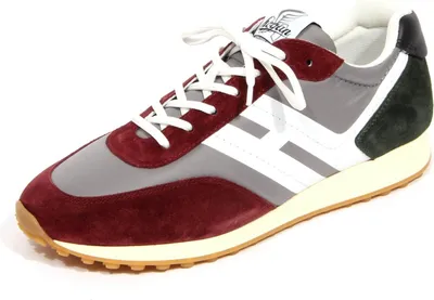 Produktbild von H2782 sneaker uomo HOGAN H429 man suede/fabric shoes grey/burgundy/green