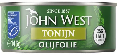Zdjęcie produktu dla John West Tonijnstukken w Olij Folie, 145 g - Wysokiej jakości kawałki tuńczyka w oliwie z oliwek