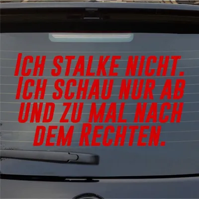 Produktbild von Heckscheibenaufkleber Ich stalke nicht. Ich schaue nach dem rechten 55x30 cm Rot Auto Aufkleber Sticker