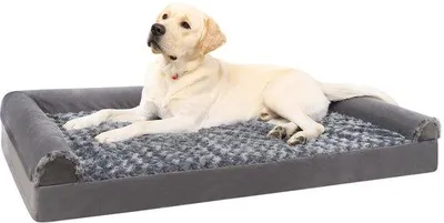 Immagine prodotto di Letto ortopedico per cani XL, 105x70x18 cm, rivestimenti sfoderabili, grigio, fondo antiscivolo