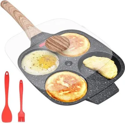 Produktbild von Famanu Eierpfanne mit Deckel und Eierpochierer - 4 Fächer