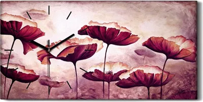 Produktbild von Wandkunst Leinwand Bild Uhr Kunstdruck 60x30 Foto Wandbild groß Malerei Mohn - schwarze Hände