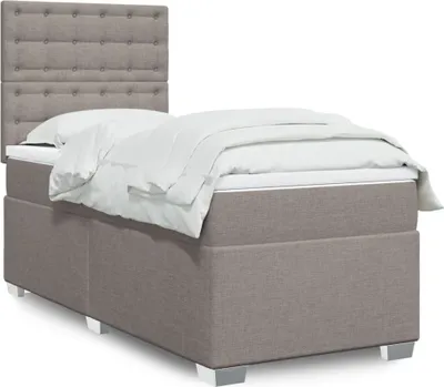 Produktbild von Boxspringbett mit Matratze Taupe 100x200 cm Stoff, Klassische Betten 2024 Neu
