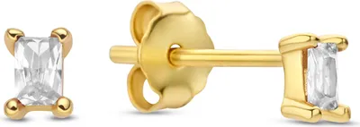 Produktbild von New Bling 9NB-0911 Silberne Ohrstecker - Damen - Zirkonia -2 x 3,5 mm - Weiß - Silber - Vergoldet(Vergoldet/Gold auf Silber)