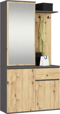 Produktbild von Akord Entro Garderoben-Set Graphit/Artisan-Eiche 95X35X183 Cm