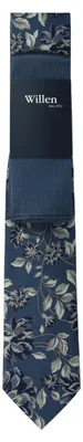 Produktbild von Krawatten-Set aus 100% Seide, florales Design, Krawatte 7cm, Einstecktuch 27,5x27,5cm