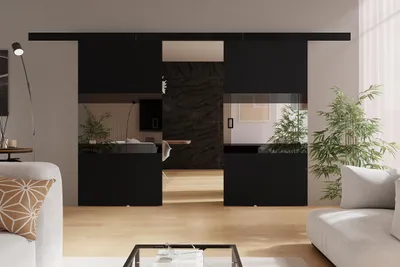 Produktbild von KIER FURNITURE Schiebetüren LUMBA DUO - 212x205x1,6 cm - Schwarz