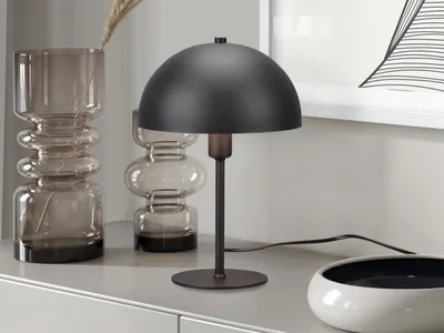 Produktbild von Kleine LED Tischleuchte, Pilzlampe Schwarz für Wohnzimmer Fensterbank & Kommoden