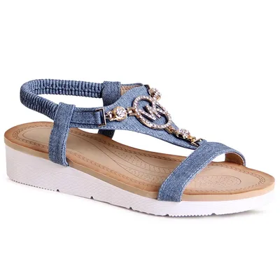 Produktbild von topschuhe24 3003 Damen Riemchen Sandalen Glitzer Sandaletten , Farbe:Blau, Größe:40 EU