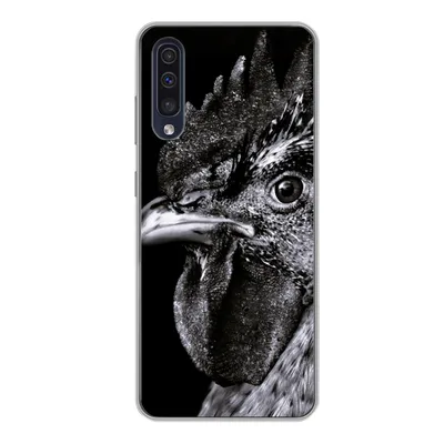 Produktbild von MuchoWow® Handyhülle Schutzhülle Hülle für Samsung Galaxy A50 Hahn - Vogel - Schwarz - Weiß Silikon Softcase Handy Hülle - Mobiltelefonhülle
