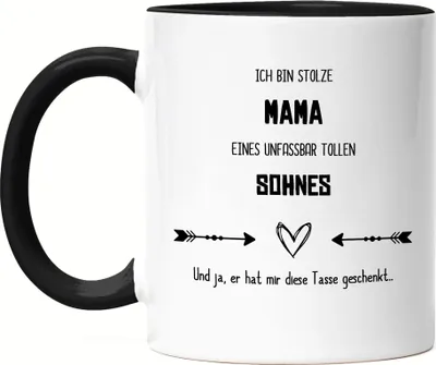 Produktbild von Stolze Mama Toller Sohn Tasse Schwarz Lustig Sarkasmus Geschenkidee Muttertag Geburtstag
