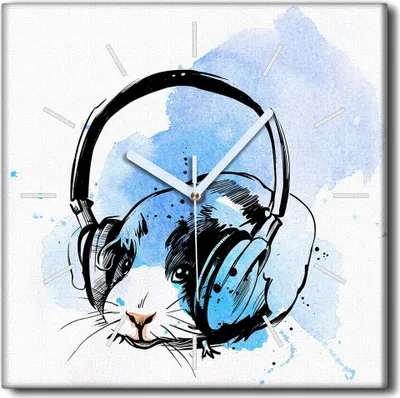 Produktbild von Coloray Uhr auf Leinwand 30x30 cm Wand Uhr Dekoration Wohnzimmer Segeltuch weiße Zeiger -Aquarellschweintier