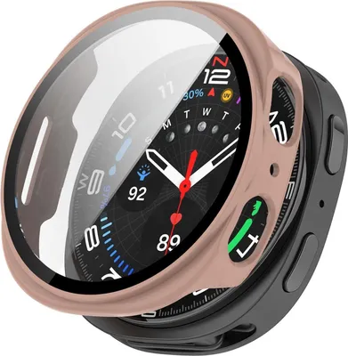 Obrázek produktu pro Pro Samsung Galaxy Watch 8 44mm Plastové ochranné pouzdro + 9H tvrdé sklo Pink