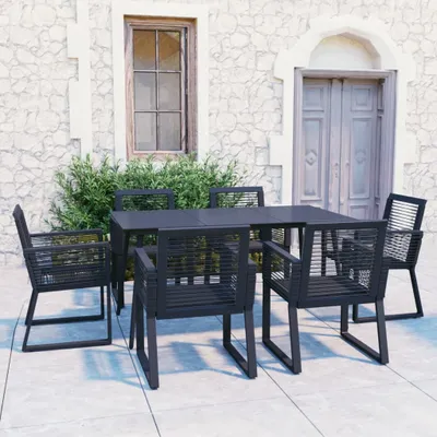 Immagine prodotto di Maison Exclusive - Set da pranzo da giardino da 7 pezzi in rattan PVC nero