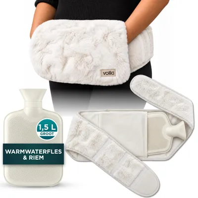 Immagine prodotto di Borsa dell'acqua calda da cintura - Gomma - 1,5 litri - Rivestimento morbido - Bianco