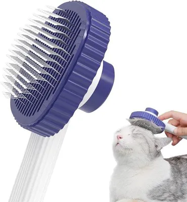 Produktbild von Famanu Haustierbürste Selbstreinigend - Für Hunde und Katzen mit kurzer und langer Fellart - Blau