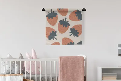 Produktbild von MuchoWow® Wandteppich Wandbehang Obst - Pastell - Erdbeere - Muster 60x60 cm Tapisserie Dekoration Wandtuch - Dekorationen - Wand Decke