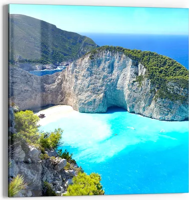 Produktbild von DEQORI Glasbild Echtglas 30x30 cm 'Schiffswrack-Strand' Wandbild Bild modern Deko