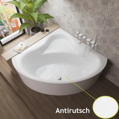Produktbild von ECOLAM Badewanne Bala 120x120 cm mit Antirutsch + Schürze | Eckbadewanne moderne rutschfeste Wanne mit Sitz symmetrische Acrylwanne