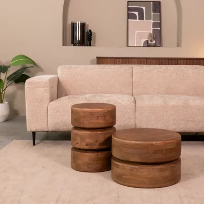 Productafbeelding van LABEL51 Bijzettafeltje Milly - Natuurlijk - Mangohout - 35 cm